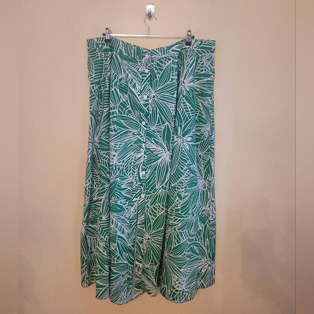 Tabitha Brown Maxi skirt green tropical print size 2x